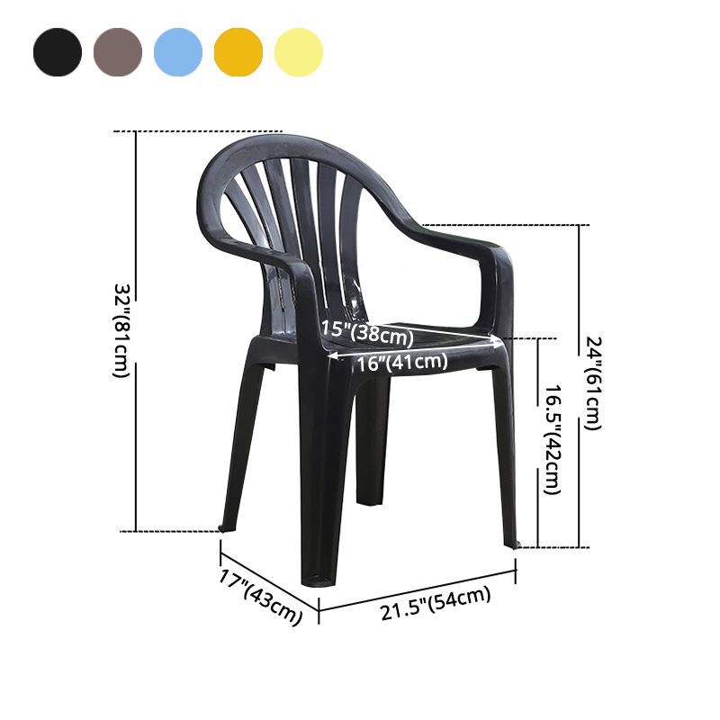 Silla lateral de plástico contemporánea con respaldo Windsor, silla lateral apilable para uso doméstico