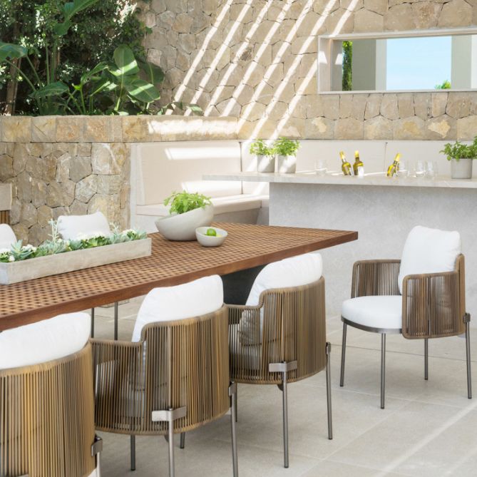 Bohemian Style Dining Set 1/8 Piece Solid Wood Dining Table Set for Patio