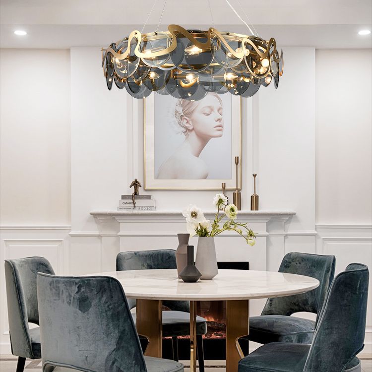 Glass Pendant Light Geometric Contemporary Ceiling Light for Living Room