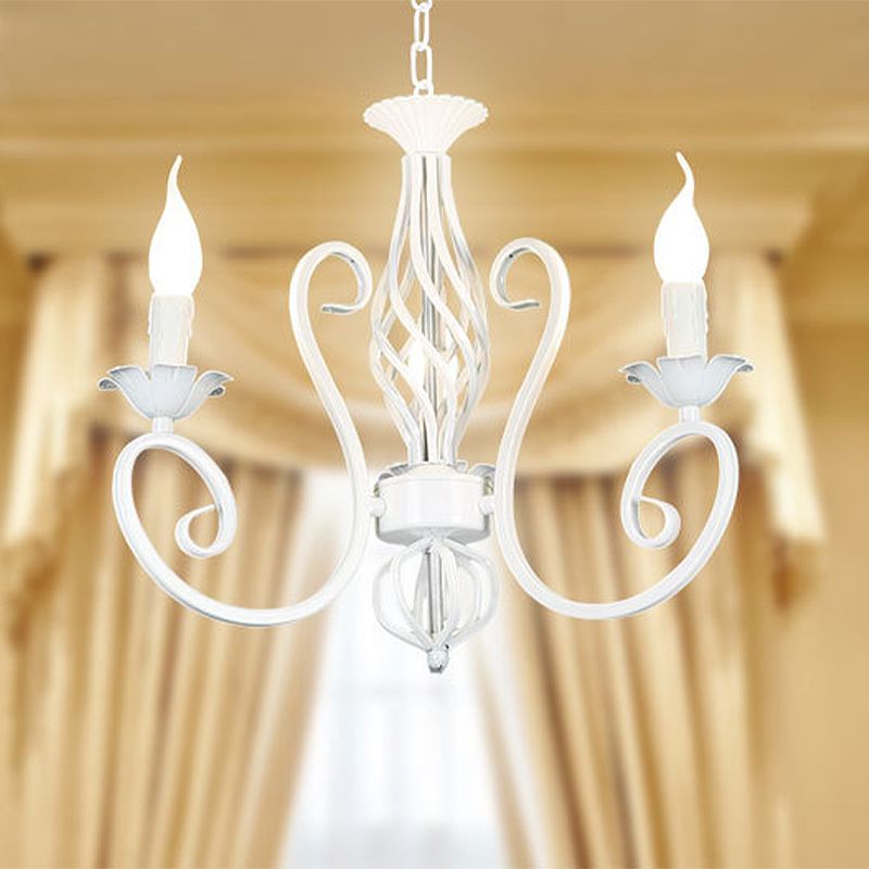 Metal Sputnik Chandelier Lighting Traditional 3/5/6 Lights Living Room Hanging Ceiling Lamp in White/Green