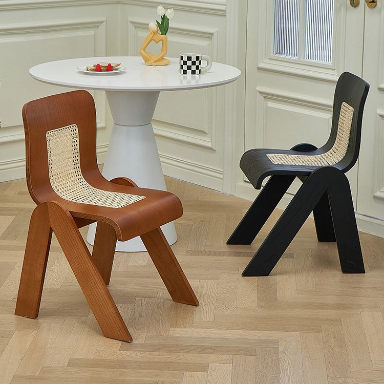 Contemporary Dining Room Armless Solid Wood Parsons Dining Chair