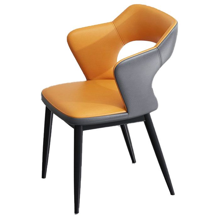 Silla de comedor tapizada casera contemporánea con respaldo abierto y acabado mate