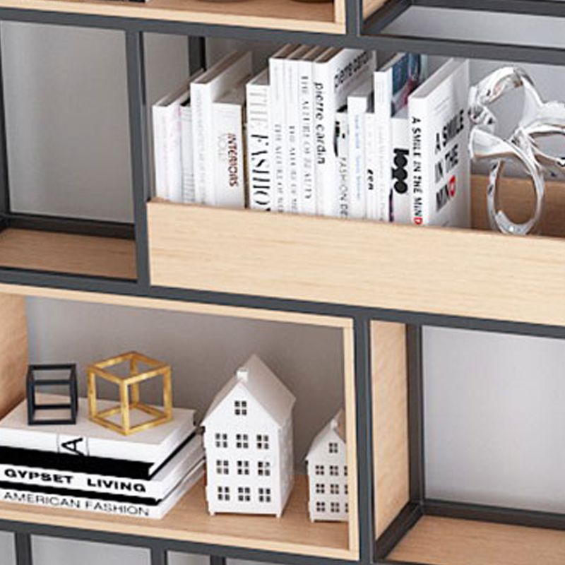 Open Metal Bookcase Minimalist Rectangular Shelf for Study Room