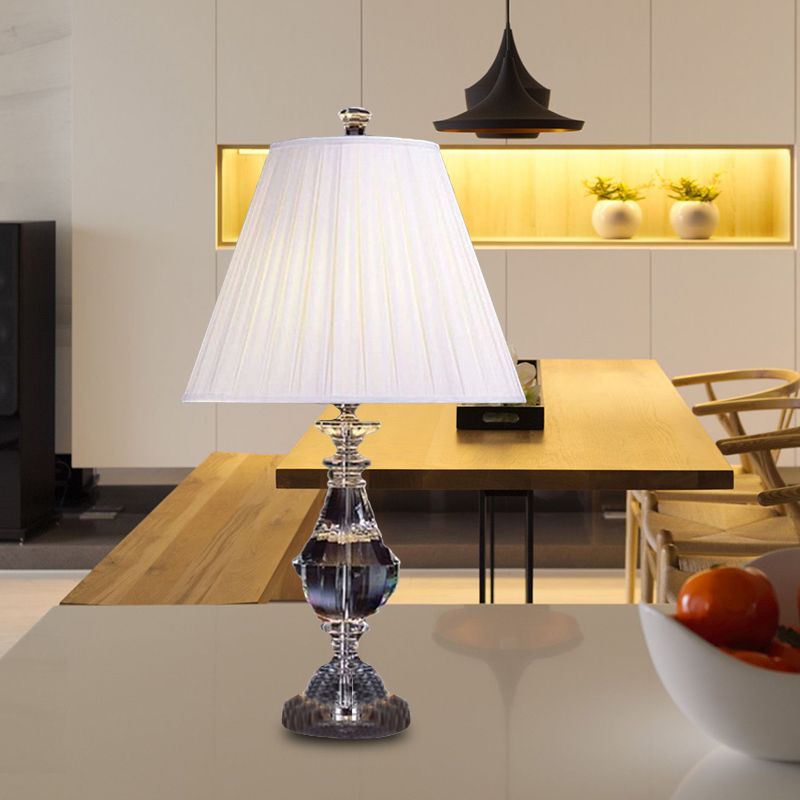 Lampada da comodino a forma di urna Moderna in cristallo smussato 14"/16" di larghezza Lampada da lettura bianca a 1 testa