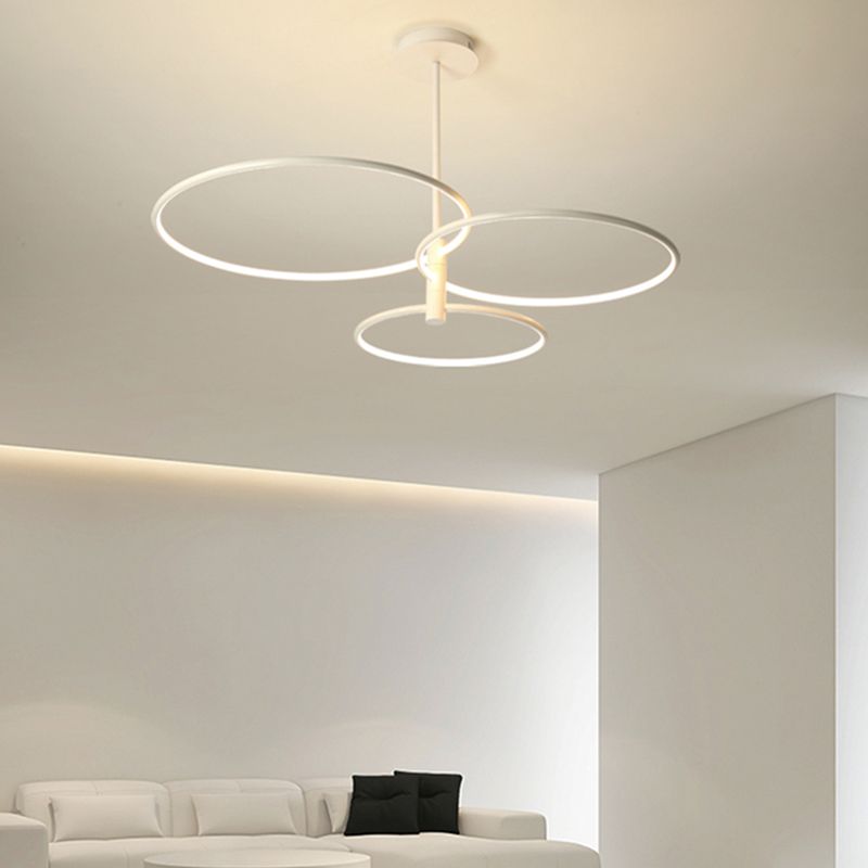 Modern Round Chandelier Light Fixtures 3-Tier Hanging Pendant Lamps with Silica Gel Shade