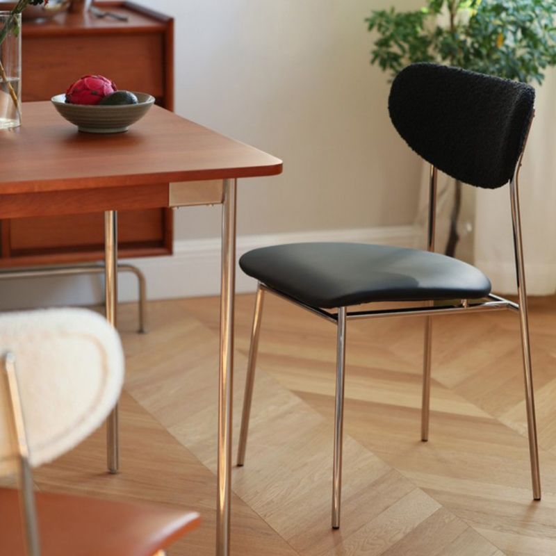 Contemporary Indoor Side Chair Silver Legs Open Back Dining Chair