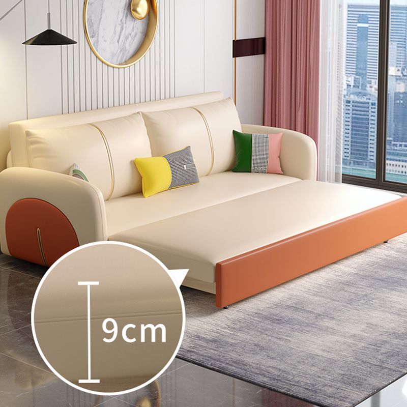 Modern Square Arm Faux Leather Stain Resistant Bed Sofa Couch