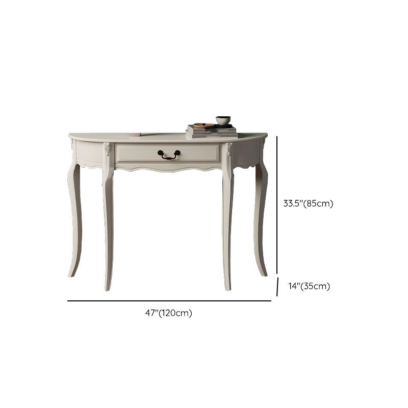 Mid Century Modern Accent Table Half Moon Wood Console Table in Brown