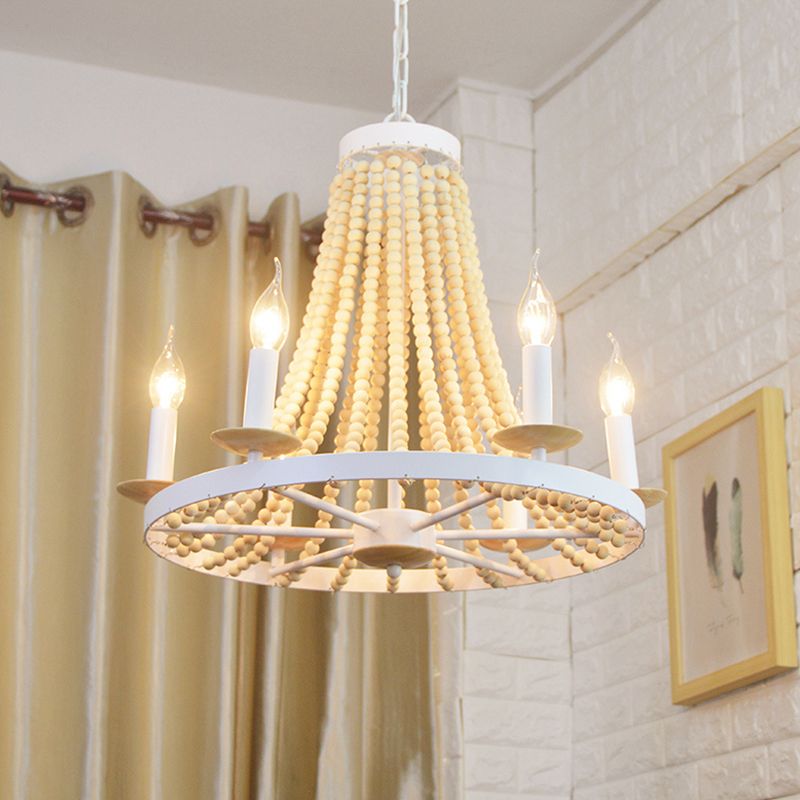 Candela lampadario leggero legno rustico 6 teste kit lampada sospesa gialla per soggiorno