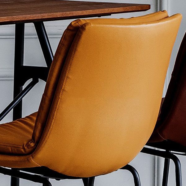 Nordic Indoor Simple Barstool Low Back Iron Tall Stool with Leather Seat
