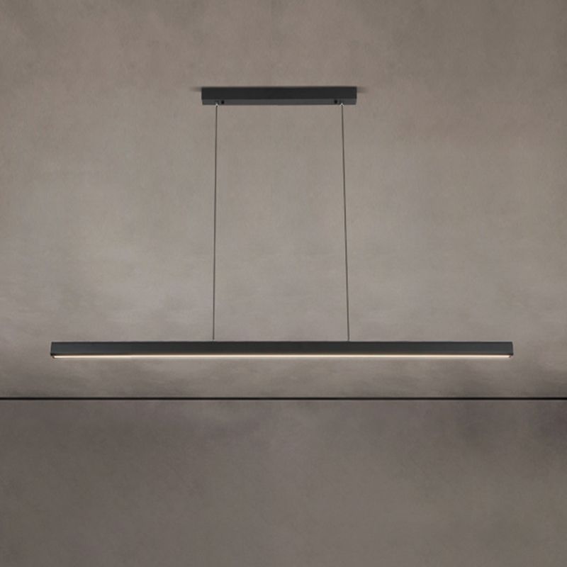 Nordic Minimalism LED Island Light Aluminum Long Strip Dining Room Lighting Fixture with 59" Adjustable Suspension Wire