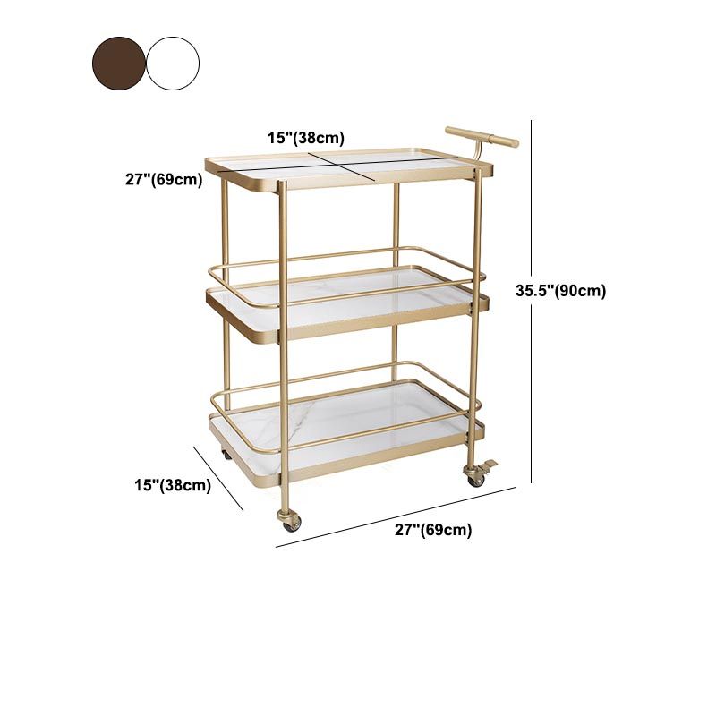 35.43"H Rolling Contemporary Prep Table Metal Prep Table with Open Storage
