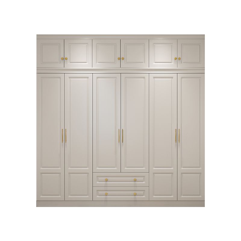 Hinged White Wardrobe Armoire Engineered Wood Wardrobe Closet