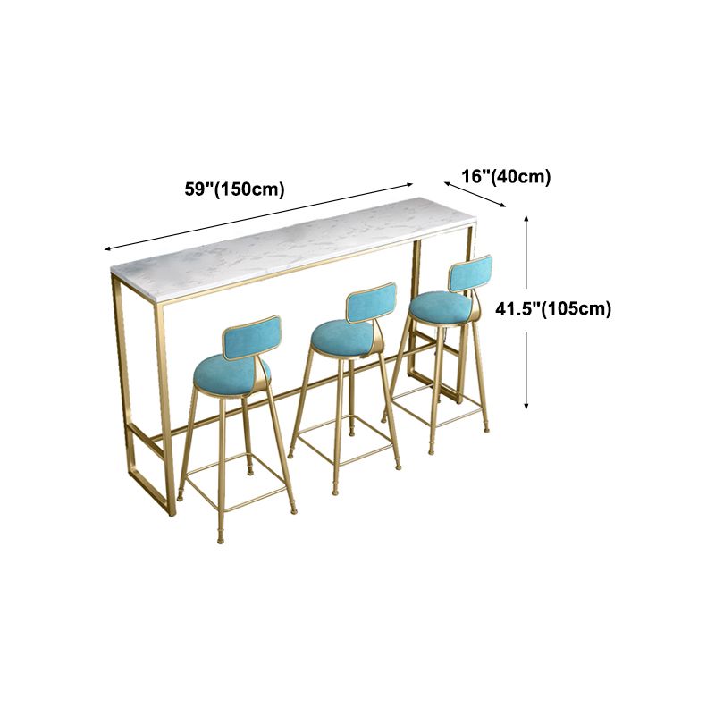 Living Room Bar Dining Table Gold Footrest Trestle Pub Height Dining Table, Only Table