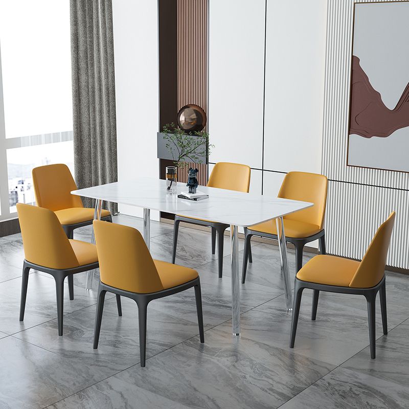 Sintered Stone Dining Table Modern Rectangle Dining Table with Acrylic Base for Home Use