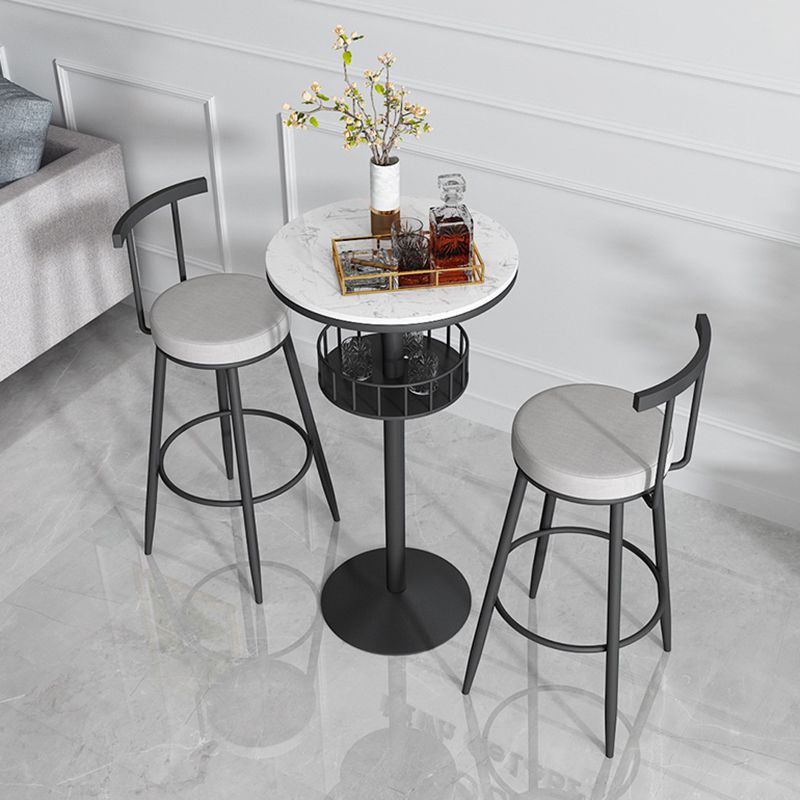 Contemporary Marble Pedestal Pub Bar Table Balcony Event and Cocktail Table with Storage