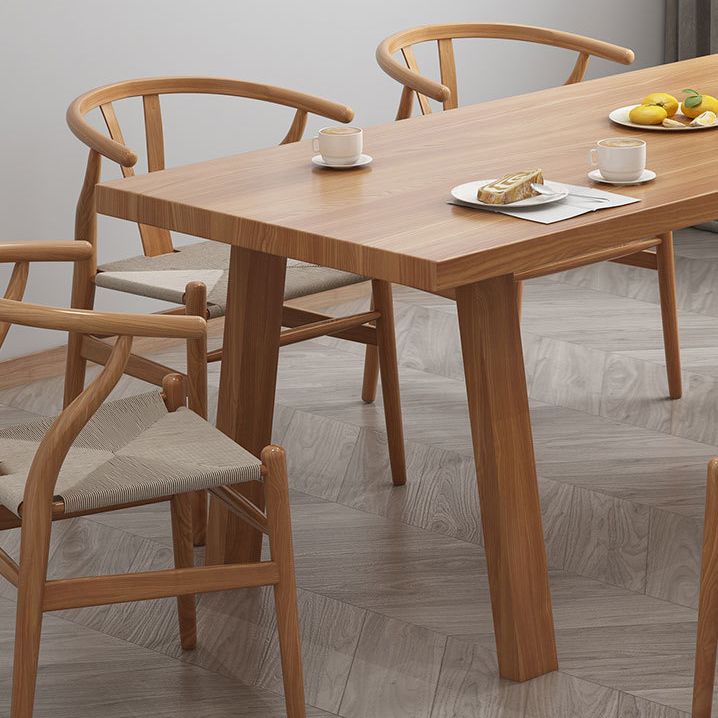 Solid Wood Top Dining Table Traditional Luxury Table with 4 Legs