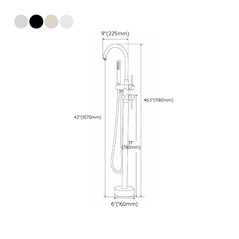 Modern Freestanding Tub Filler Floor Mounted Tub Faucet with Dual Handle