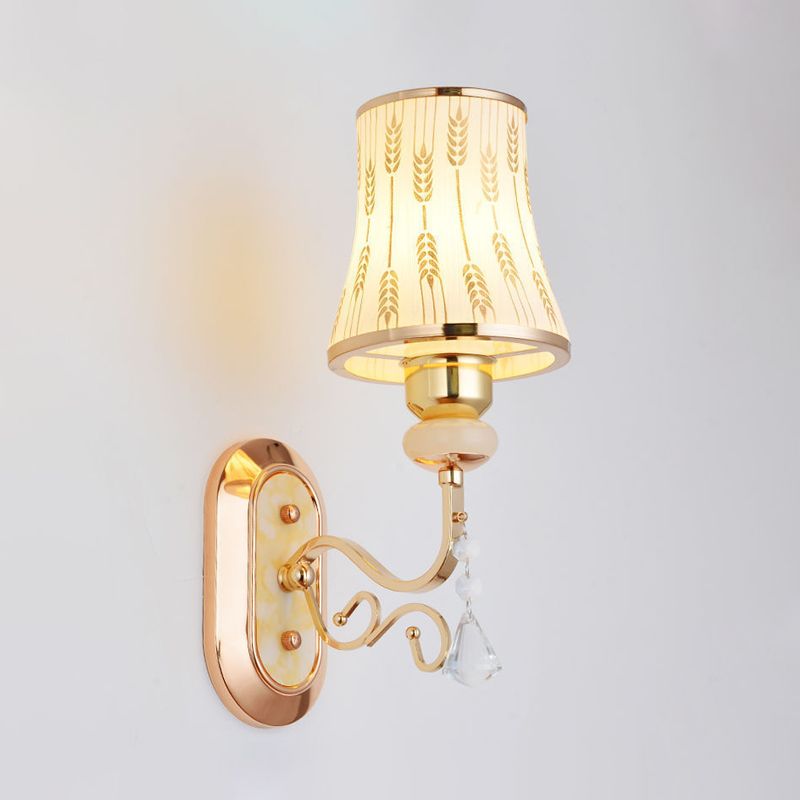 ARC Wheat Wheat Glass Glass Mount Light Modernism 1 Bulb Gold Finish Lámpara de pared de la pared
