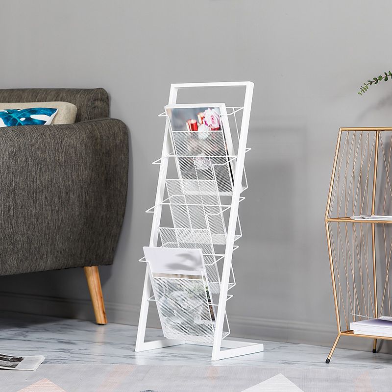 Contemporary Closed Back Bookcase Vertical Metal Bookshelf with Shelves