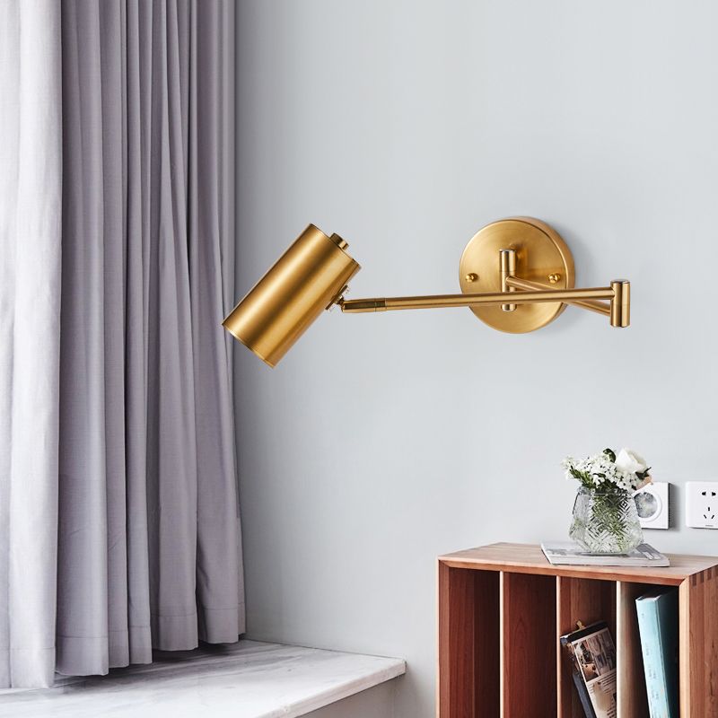 Nordic Style Metal Wall Light Adjustable Swing Arm Wall Sconce for Bedroom