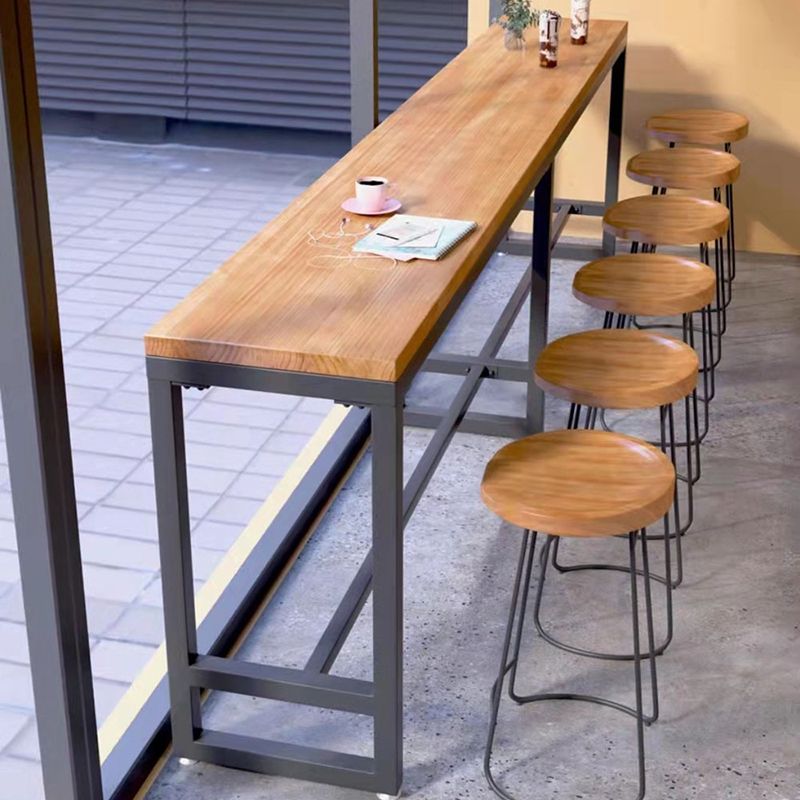 Industrial 1/5/7/9 Pieces Bar Table Set Rectangle Pine Wood Counter Table with High Stools