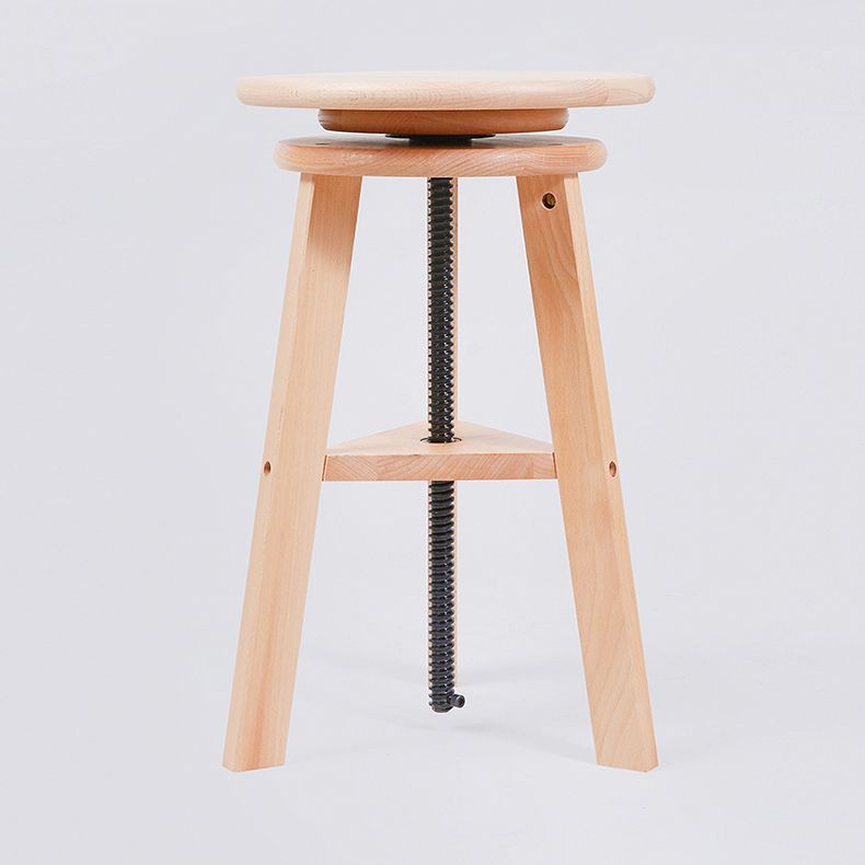 Adjustable Counter Bar Stool Contemporary Armless Wood Bar Stool for Painting Studio