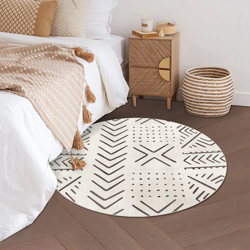 Geometric and Stripe Pattern Rug Polyester Modern Rug Washable Anti-Slip Pet Friendly Area Rug for Living Room