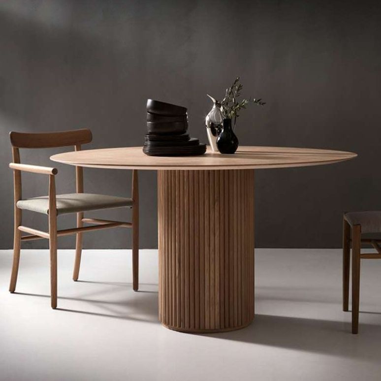Table à manger en bois massif, ton marron, guéridon simple pour salle à manger