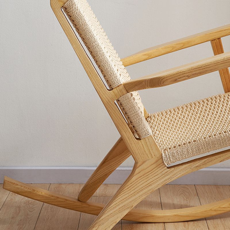 Traditional Rocking Chair Solid Wood Frame Wing Chair Back Indoor Rocking Chair