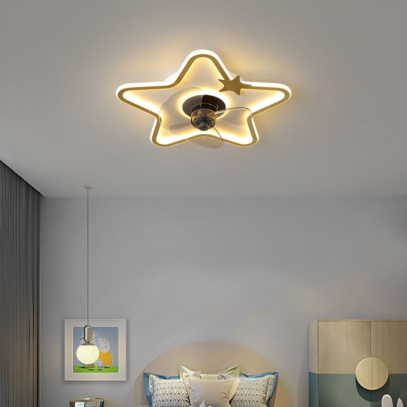 Lámpara de montaje de techo LED de ventilador de techo de estilo moderno con sombra acrílica para dormitorio