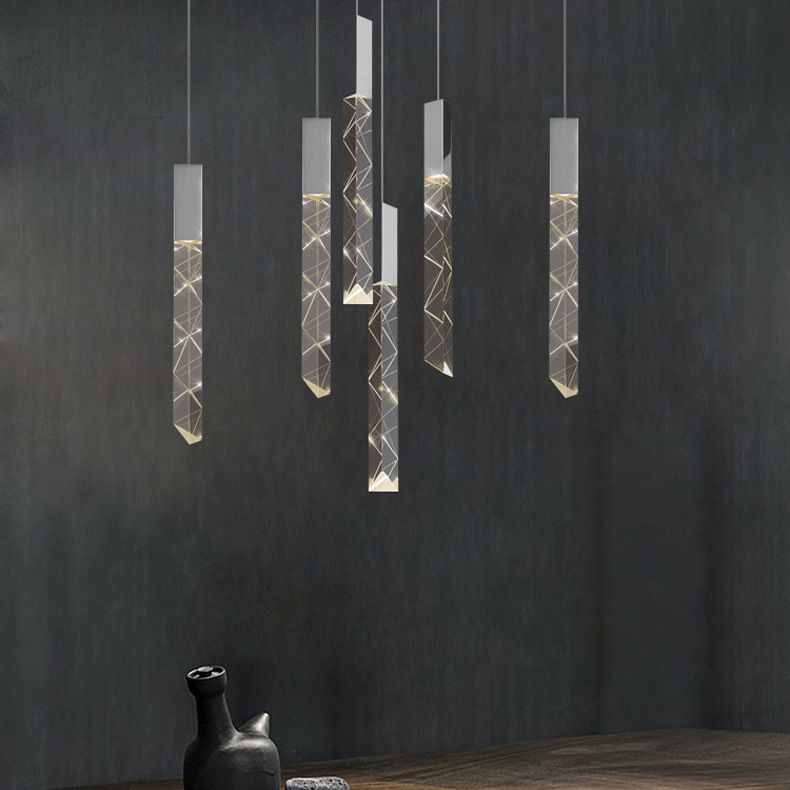Lineare hängende Leuchten moderner einfacher, facettierter Kristalldecke Anhänger für das Restaurant