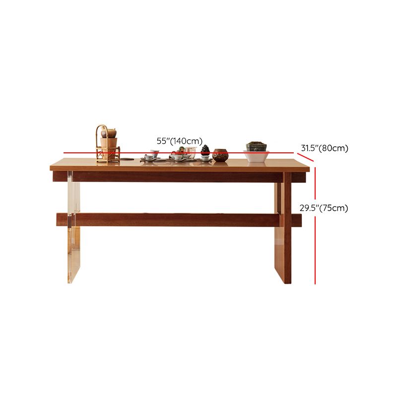 Cherry Wooden Solid Wood Dining Table Trestle Base Rectangle Dining Table