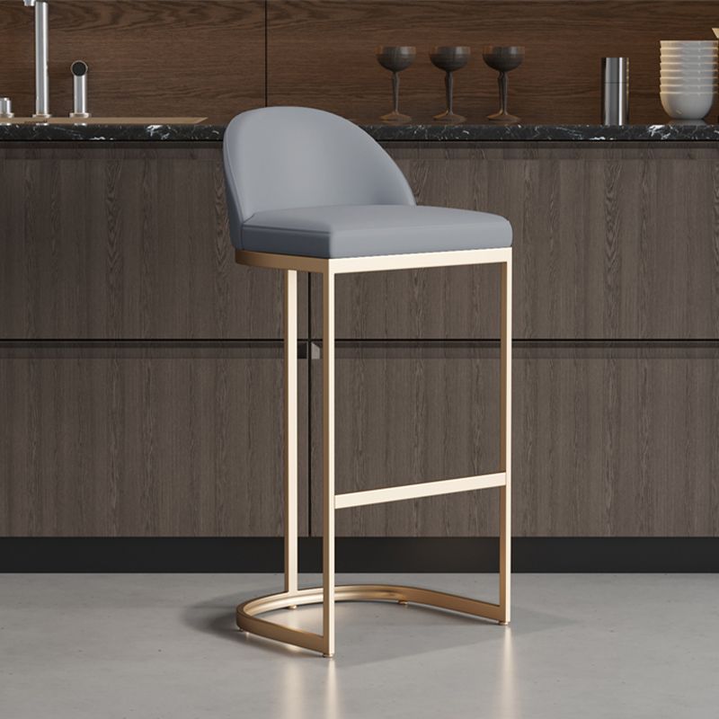 Modern Upholstered Counter Stool Bar-height Low Back Bar Stool with Footrest