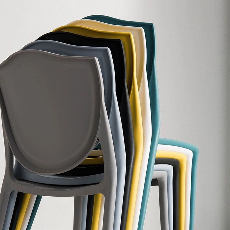 Scandinavische armloze open rugstoelen plastic eetkamerstoelen voor thuisgebruik