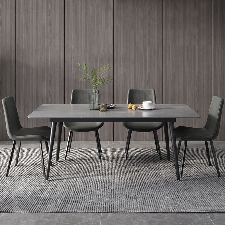 Industrial Style Sintered Stone Dining Table Rectangle Table with 4 Legs for Dinning Room