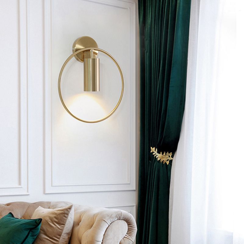 Modernism Single Golden/Black Wall Mounted Sconce Metal Shaded Wall Light