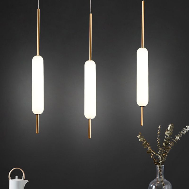 Tube en verre blanc suspendu plafonnier moderne 1 pendentif lumineux léger pour salle à manger