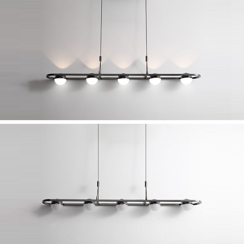Modern Hanging Light Spherical Globe Island Light Fixture in Black for Dining Room