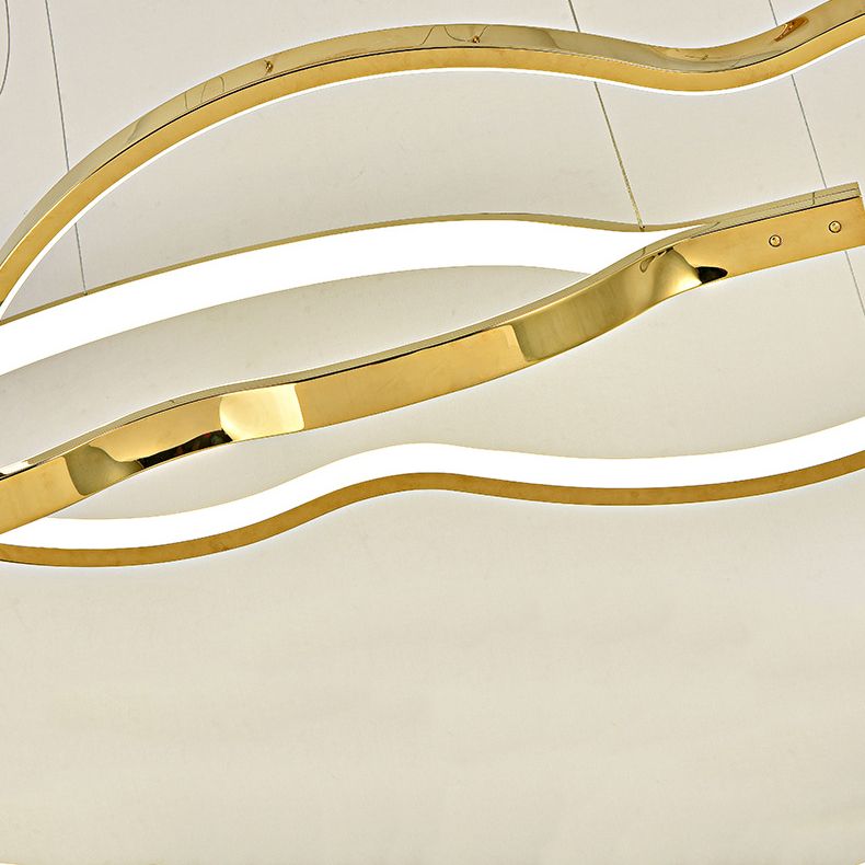 Metal Linear Shape Chandelier Light Modern Style 2 Lights Chandelier Light Fixture in Gold