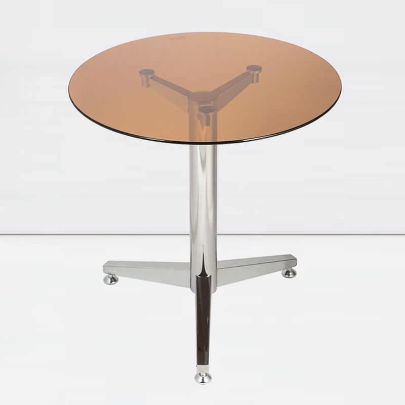Modern Round Dining Room Table Tempered Glass Table with Pedestal Base
