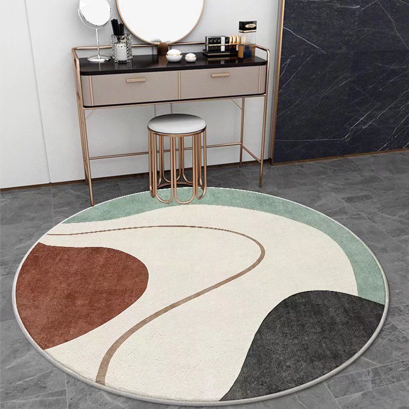 Bold Area Carpet Round Abstract Print Carpet Polyester Rug with Non-Slip Backing