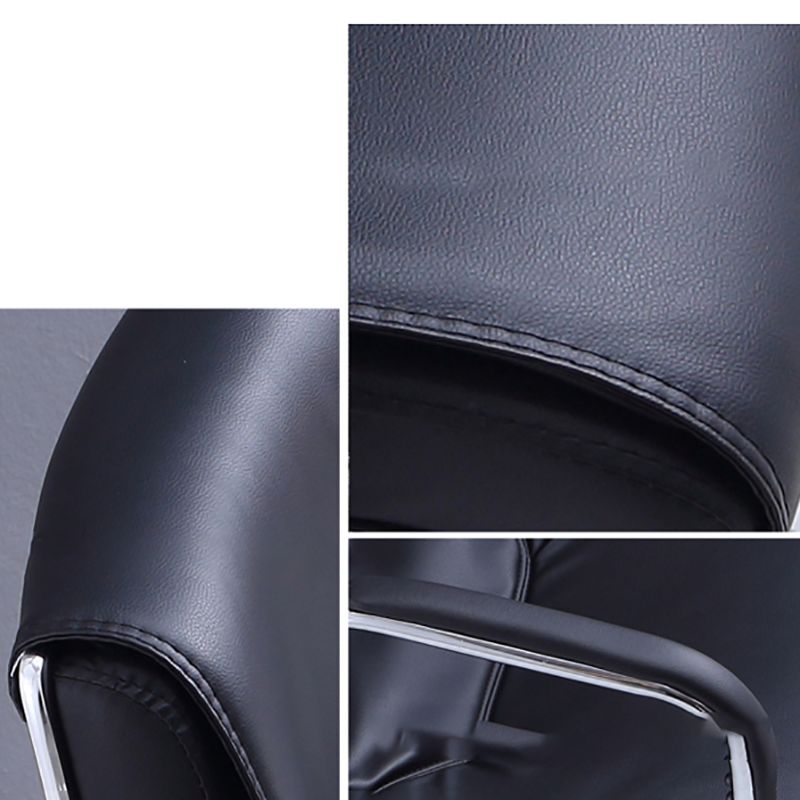 Modern Fixed Arms Conference Chair No Wheels Leather Management Office Chair