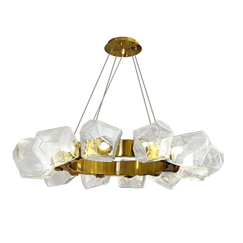 Modern Style 12 Lights Chandelier Light Fixture Irregular Shape Glass Hanging Light