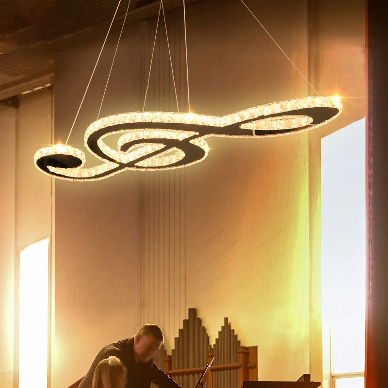 Contemporary Pendant Lights Note Shape Island Lights Crystal 3 Light for Kitchen Island
