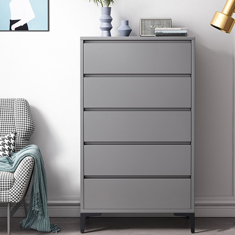 Contemporary Grey Rectangle Accent Chest with Drawers and Metal Legs