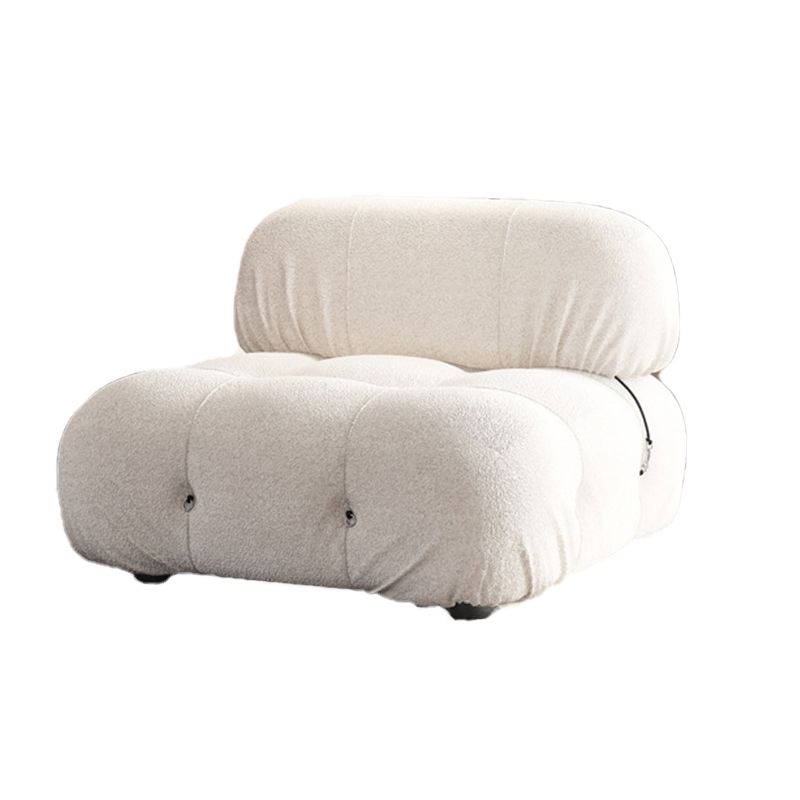 Contemporary Stationary Velvet Sofa Sewn Pillow Back White Settee