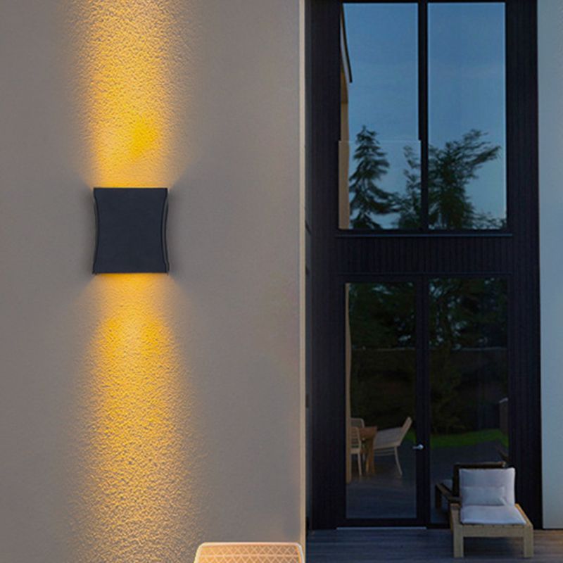Modern Style Rectangular Wall Sconce Lighting Metal 2 Lights Wall Washer Sconce in Black