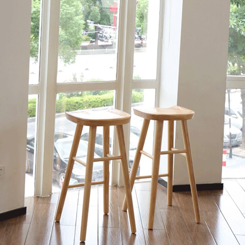 Modern Armless Backless Counter Stool Wood Bar Stool with Pedal for Indoor