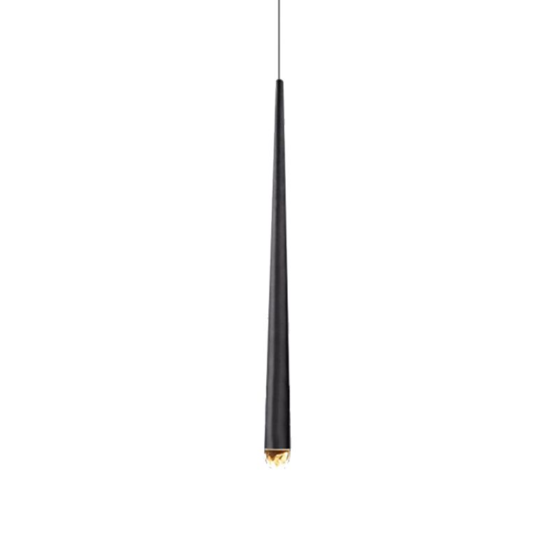 Tapered Ceiling Light Metal Minimalist LED Black/Brass Living Room Pendant Light Fixture with Adjustable Cord
